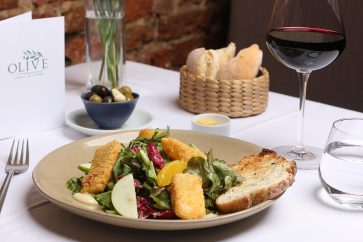 Deep fried brie cheese salad $8.50