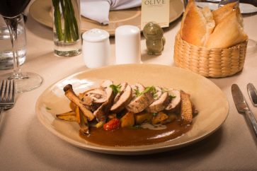 Pork loin with black olive tapenade sauce $9.50